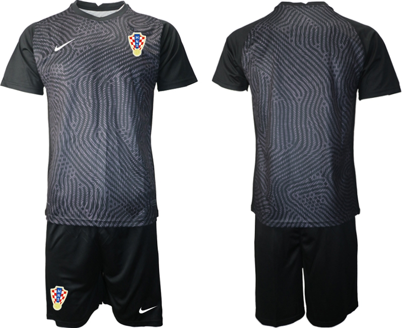 Men 2021 European Cup Croatia black goalkeeper Soccer Jerseys